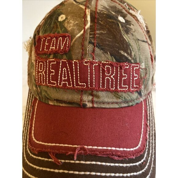Team Realtree Camo Camouflage Cotton Red Hat Cap Stretch Fit L XL - Picture 2 of 7